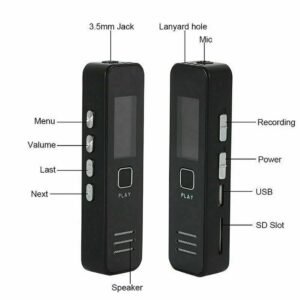 Digital Voice Recorder MP3 Player Mini Voice Recorder Support 32GB TF Card Professional Dictaphone 20-hour Recording Time