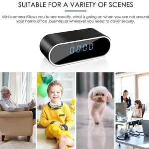 WiFi 4k Full HD Video Audio Live View in Smartphone Night Vision, Motion Detection Security Digital Table Clock