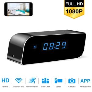 Digital Table Clock Camera WiFi 4k 1080p Full HD Video Audio Live View in Smartphone Night Vision, Motion Detection Security Camera for Home,Office