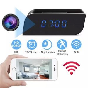 Digital Table Clock Camera WiFi 4k 1080p Full HD Video Audio Live View in Smartphone Night Vision, Motion Detection Security Camera for Home,Office