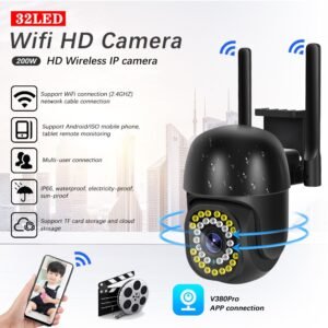 IP PTZ Dual Lens, 1080, 4x Zoom, Human Detection, CCTV, Smart Home, Outdoor, WiFi Surveillance Camera, App V380Pro