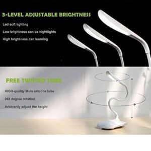 Desk Lamp, Night Light, Table Lamp for Dorm Room Study Desk, Battery Operated - (White, Pack of 2)