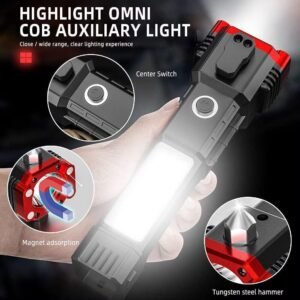 Hammer Rechargeable Torch with 3W LED, Car Rescue Essentials, and Multifunctional Tools (Multifunctional Hammer Torch)