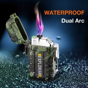 Gifts for Him Men, Electric Lighter USB Rechargeable Arc Plasma Lighter Waterproof Camping Lighter