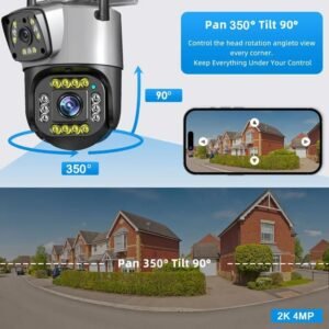 5+5MP Dual Lens/Screen Pan & Tilt Zoom CCTV Outdoor Camera, Weatherproof(IP66), 2 Way Talk, Motion Detection, Supports SD Card Up to 256 GB