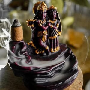 Radha Krishna Smoke Backflow Fountain Cone Incense Holder Decorative Showpiece with 500 Gram Smoke Backflow Scented Cone Incense