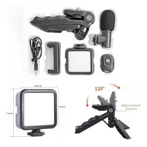 49 KIT YouTube Video Making Accessories Kit (Tripod, LED Flash Light, Microphone, Remote Control, Universal Holder)