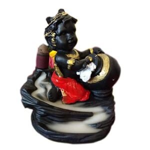 Laddu Gopal Krishna Backflow Smoke Fountain Incense Holder with 500 Gram Cones for  Décor (Conical) Decorative Showpiece (Multicolour)