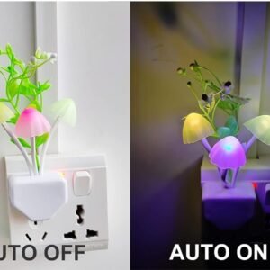 Automatic On/Off Darkness Sensor Colour Changing Plastic LED Mushroom Soft Night Light Lamp (Pack of 5)