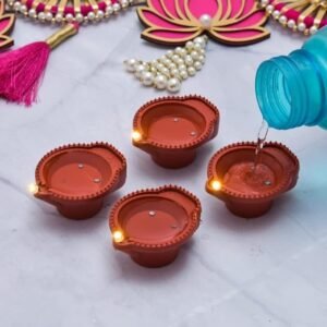 Water Sensor Electric LED Diyas Plastic Flameless & Smokeless LED Diwali Light Diya (Pack of 6)