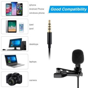 Dynamic Mic Lapel Collar Mic Voice Recording Filter Microphone for Singing YouTube Smartphone (1.5m)( Pack Of 2 )