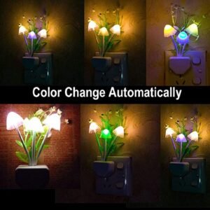 Automatic On/Off Darkness Sensor Colour Changing Plastic LED Mushroom Soft Night Light Lamp (Pack of 5)