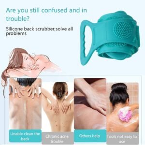 Silicone Body Back Scrubber, Double Side Bathing Brush for Skin Deep Cleaning Massage, Dead Skin Removal Exfoliating Belt for Shower, for Men & Women (Multicolor) pack of 2