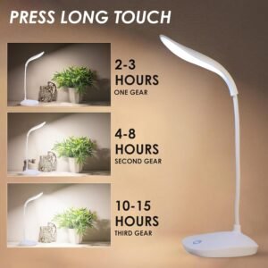 Desk Lamp, Night Light, Table Lamp for Dorm Room Study Desk, Battery Operated - (White, Pack of 2)